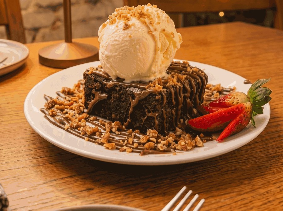 Brownie com Sorvete de Creme